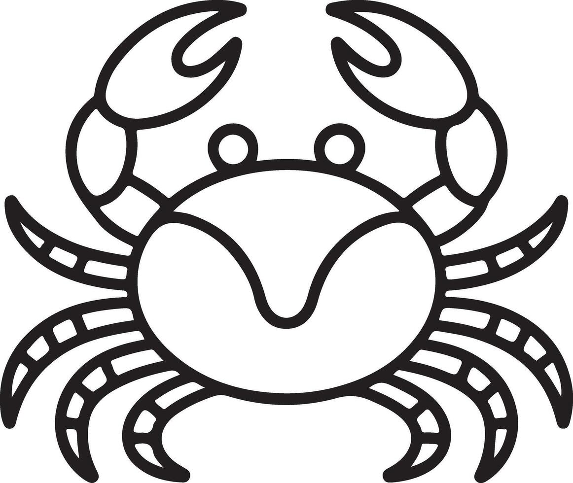 Simple outline drawing of a crab with claws and legs on a white background vector