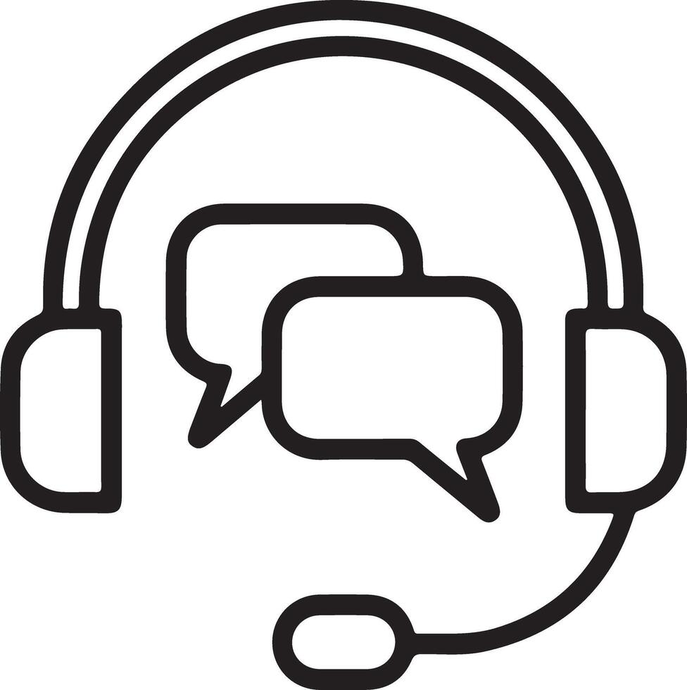 Headset with speech bubbles icon representing customer service and communication vector