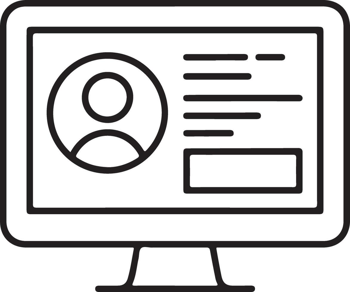 computadora pantalla mostrando un usuario perfil con avatar y texto información vector