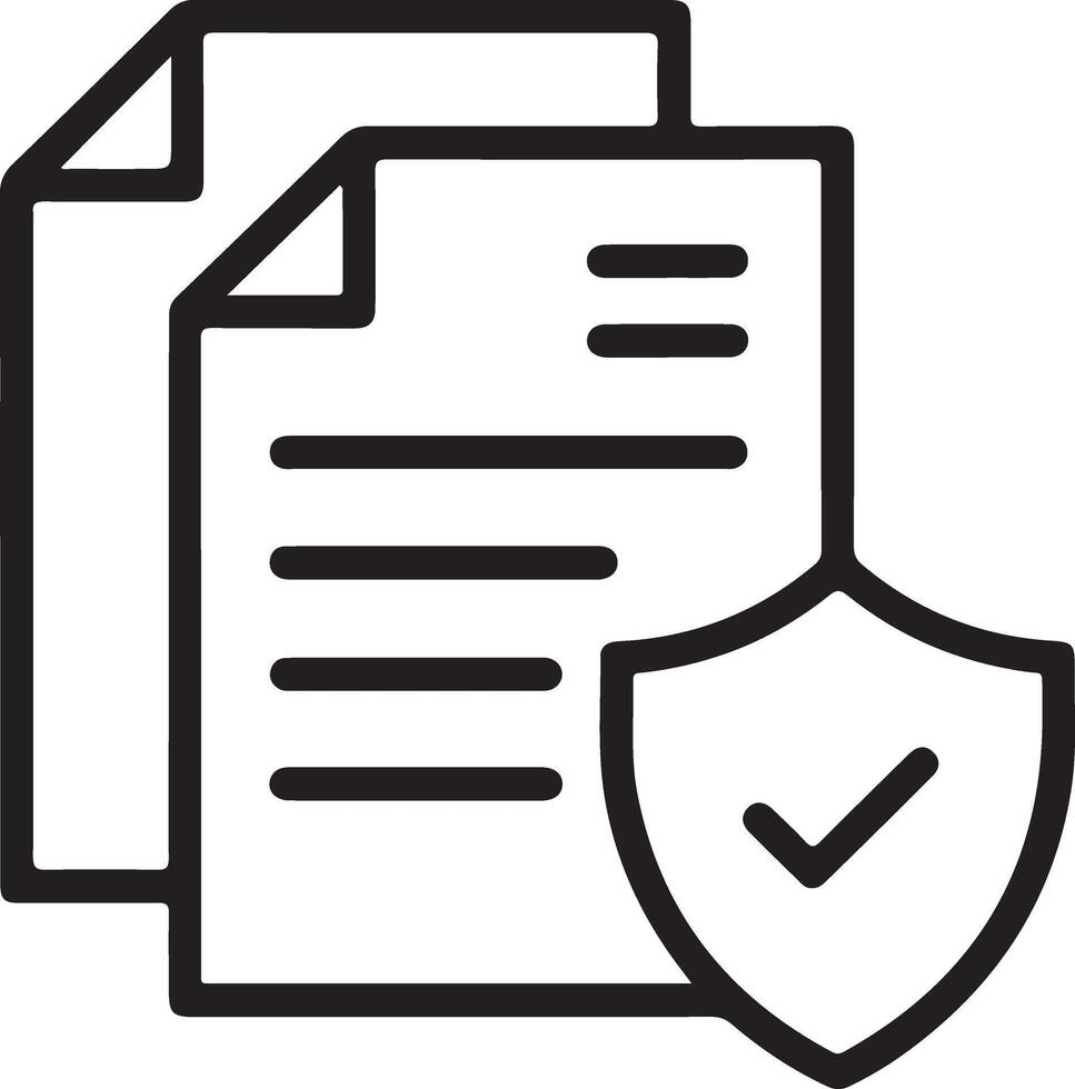 Icon representing secure documents and data protection with a shield and checkmark vector
