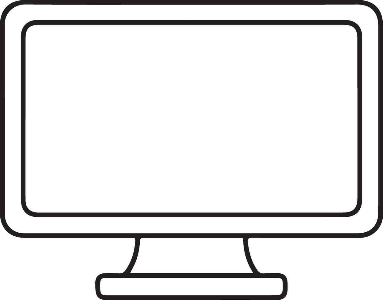 Simple outline drawing of a modern computer monitor screen on a stand vector
