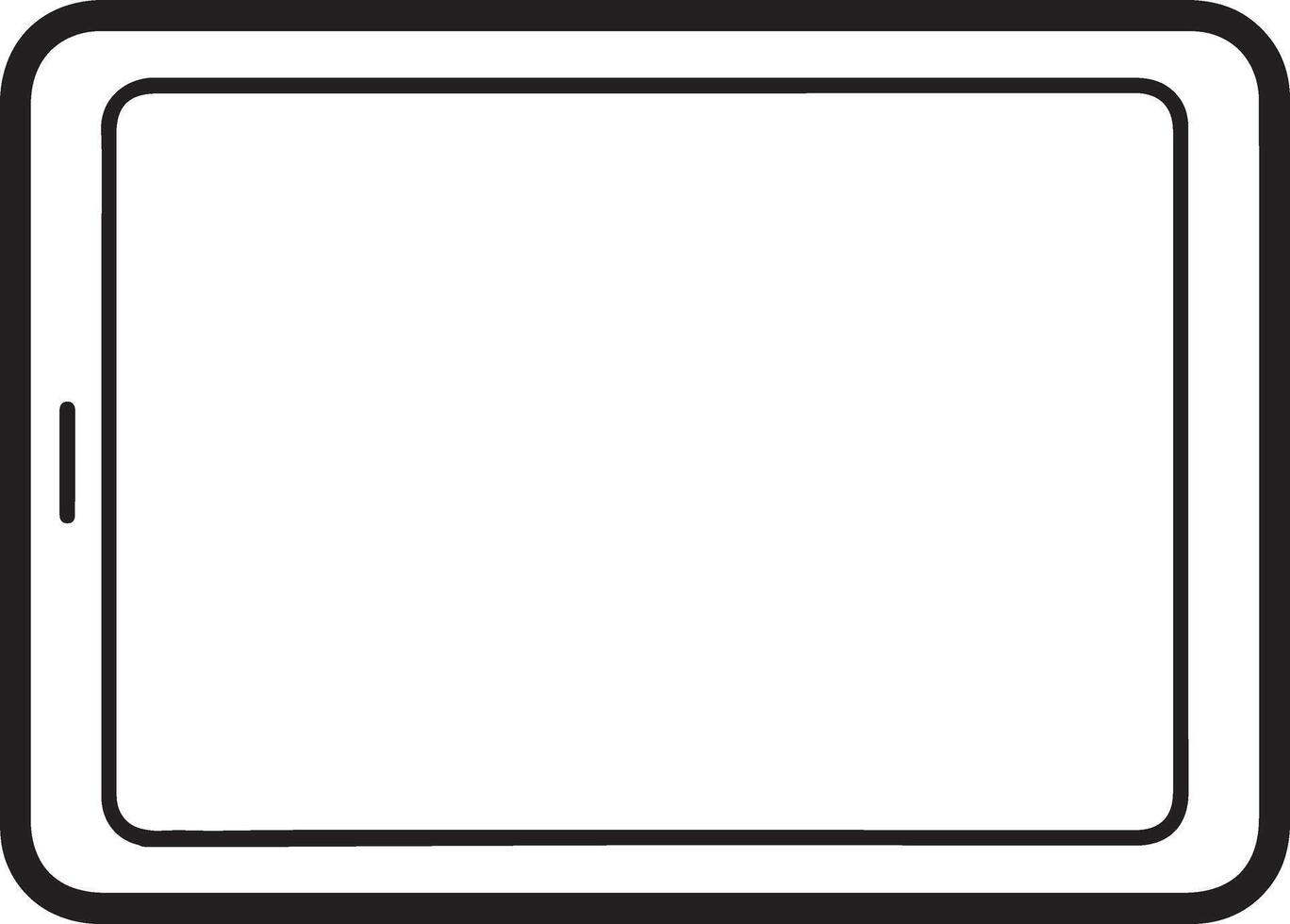 Simple hand drawn outline of a modern tablet device with a blank screen on a white background vector
