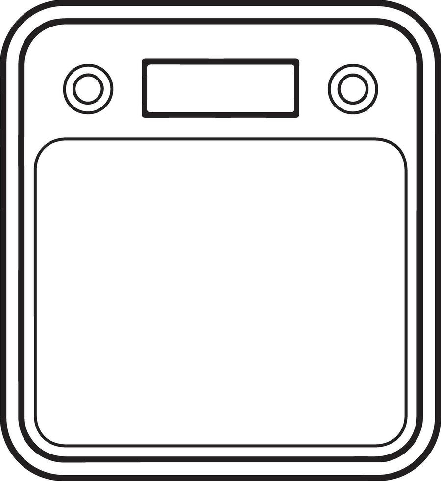 Simple line drawing of a digital kitchen scale with a blank display for measurements vector