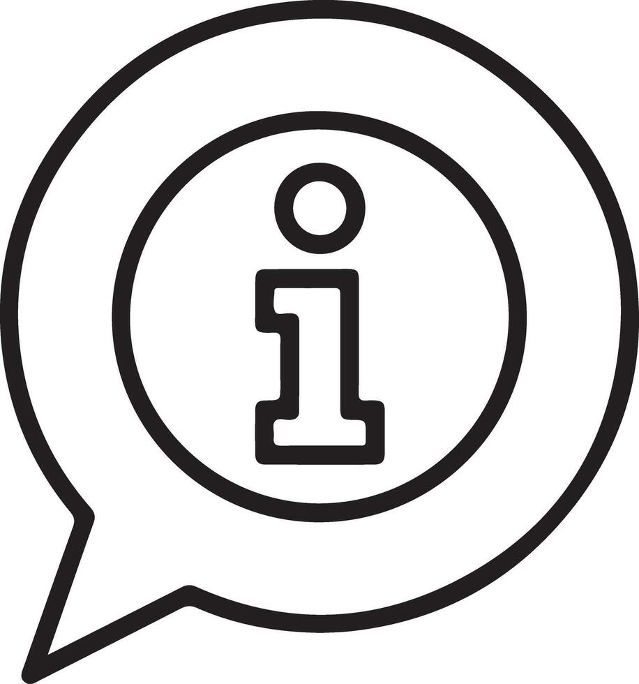 Simple outline icon of an information symbol inside a speech bubble vector