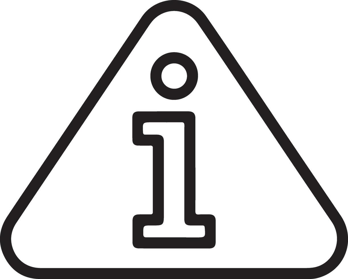 Black and white outline of an information symbol inside a warning triangle vector