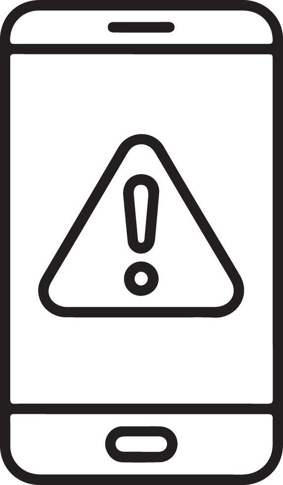 Smartphone displaying a warning symbol with an exclamation mark on screen vector