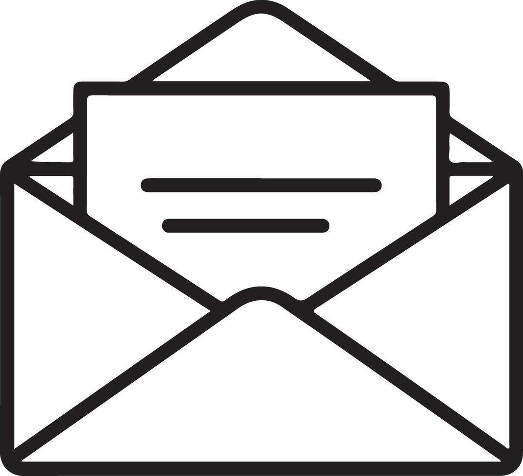 Open envelope with letter inside simple line art illustration for communication and correspondence vector