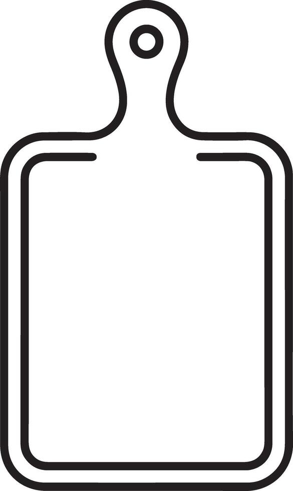 Simple outline illustration of a rectangular wooden cutting board with a handle vector