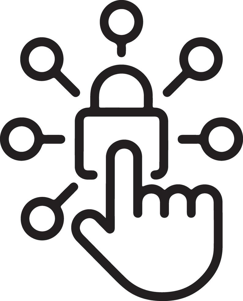 Fingerprint scan accessing secure digital network with connected nodes and lock icon vector