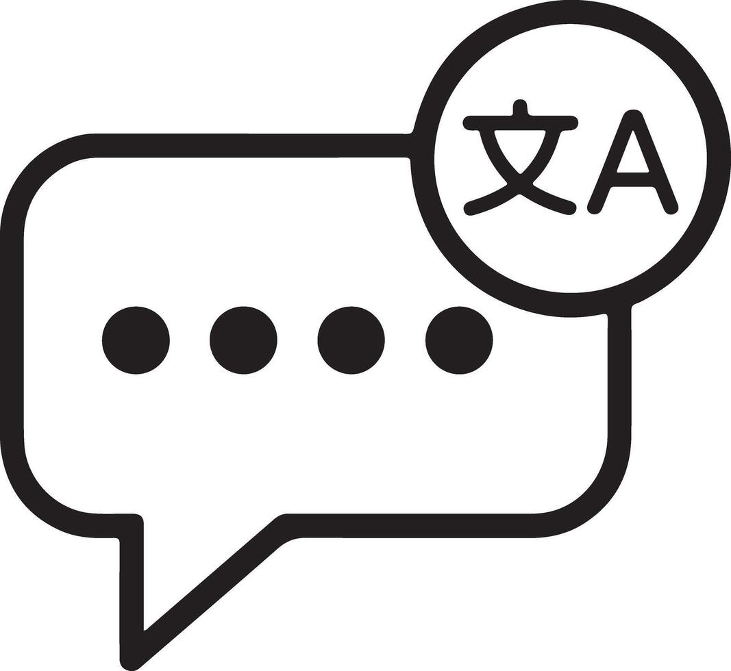Speech bubble icon with chinese characters and english letters symbolizing translation and communication vector