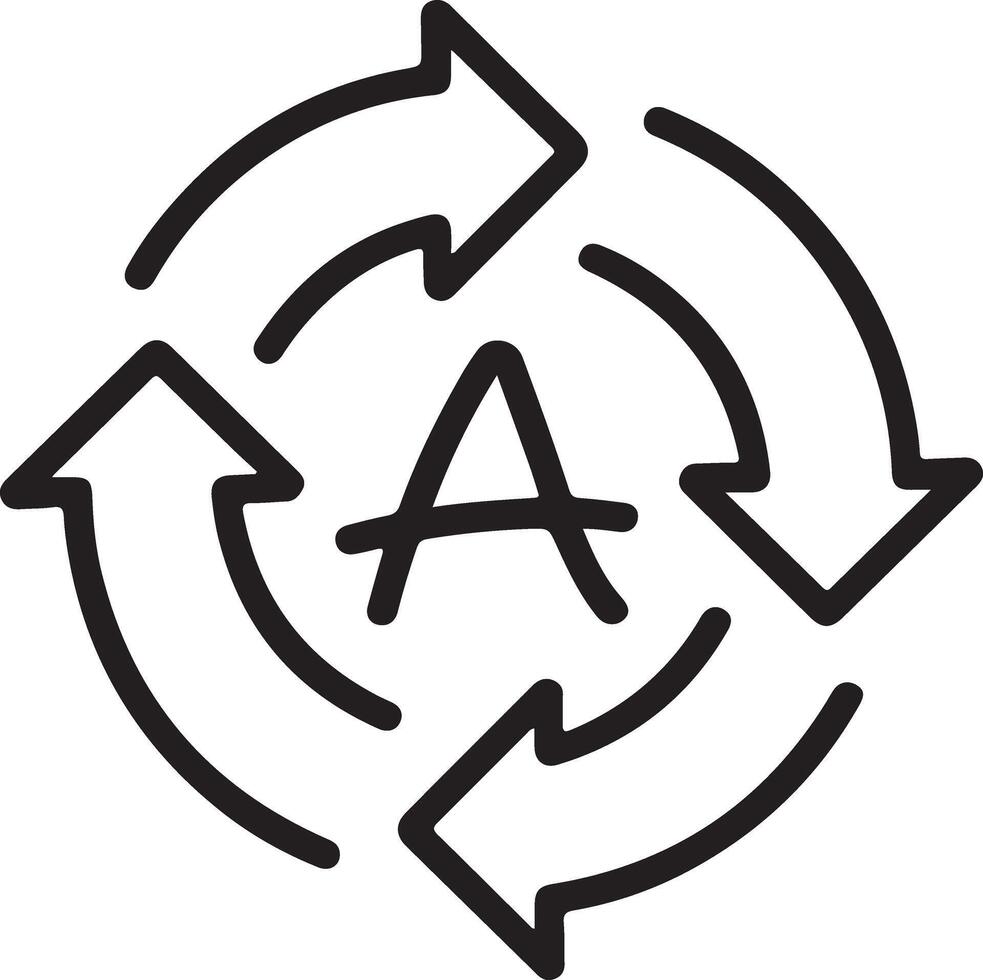 circular flechas con un escrito letra un en el centrar representando un proceso o ciclo vector