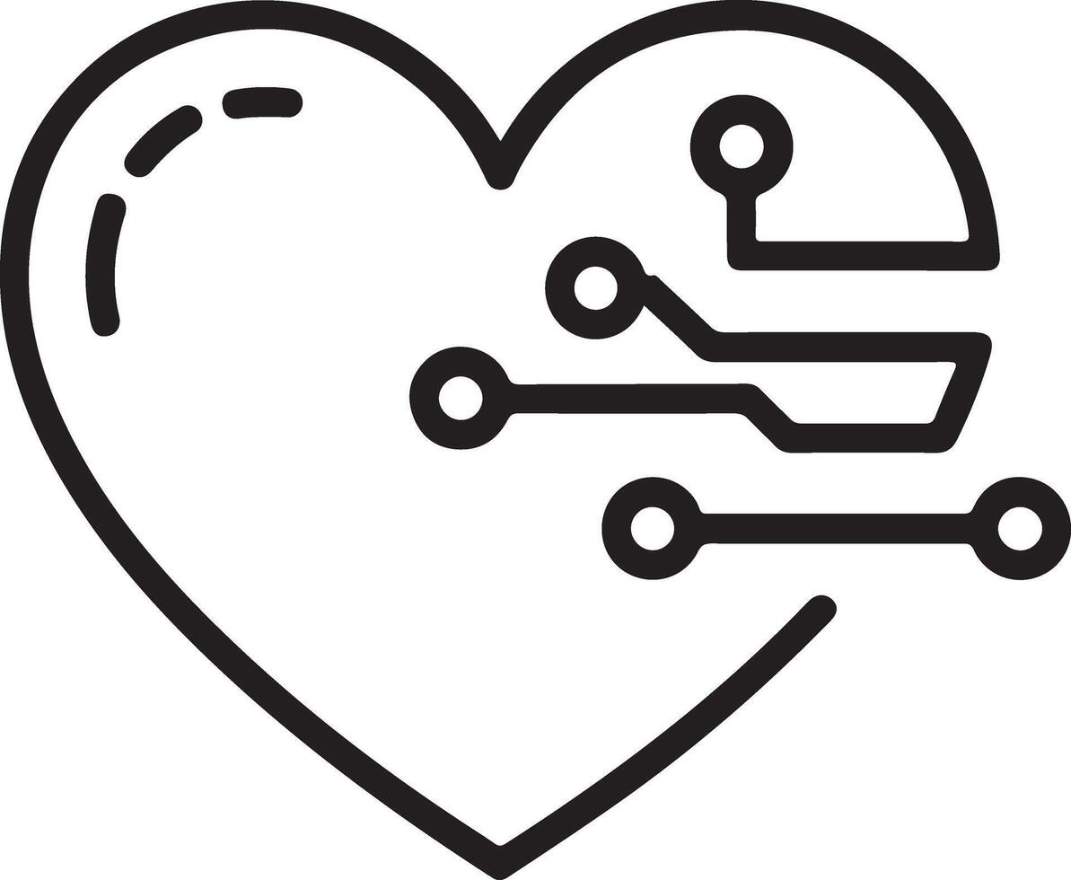 Abstract digital heart icon representing technology and modern medicine with circuit board elements vector