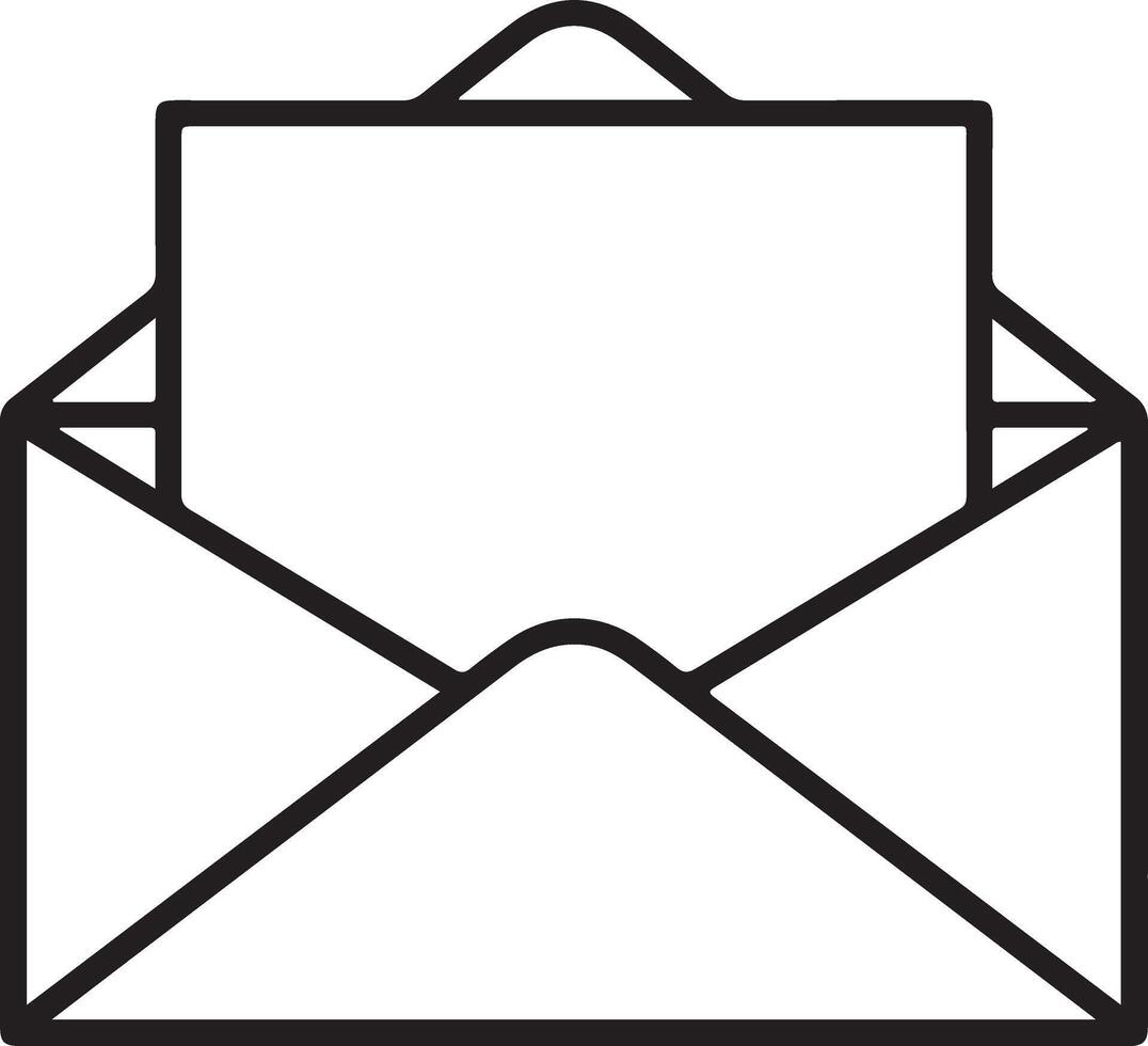 Open envelope with blank paper inside line art icon symbolizing communication and correspondence vector
