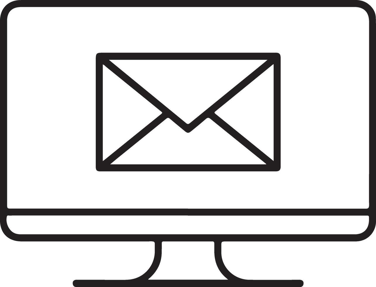 Computer monitor displaying an email envelope icon symbolizing digital communication and correspondence vector