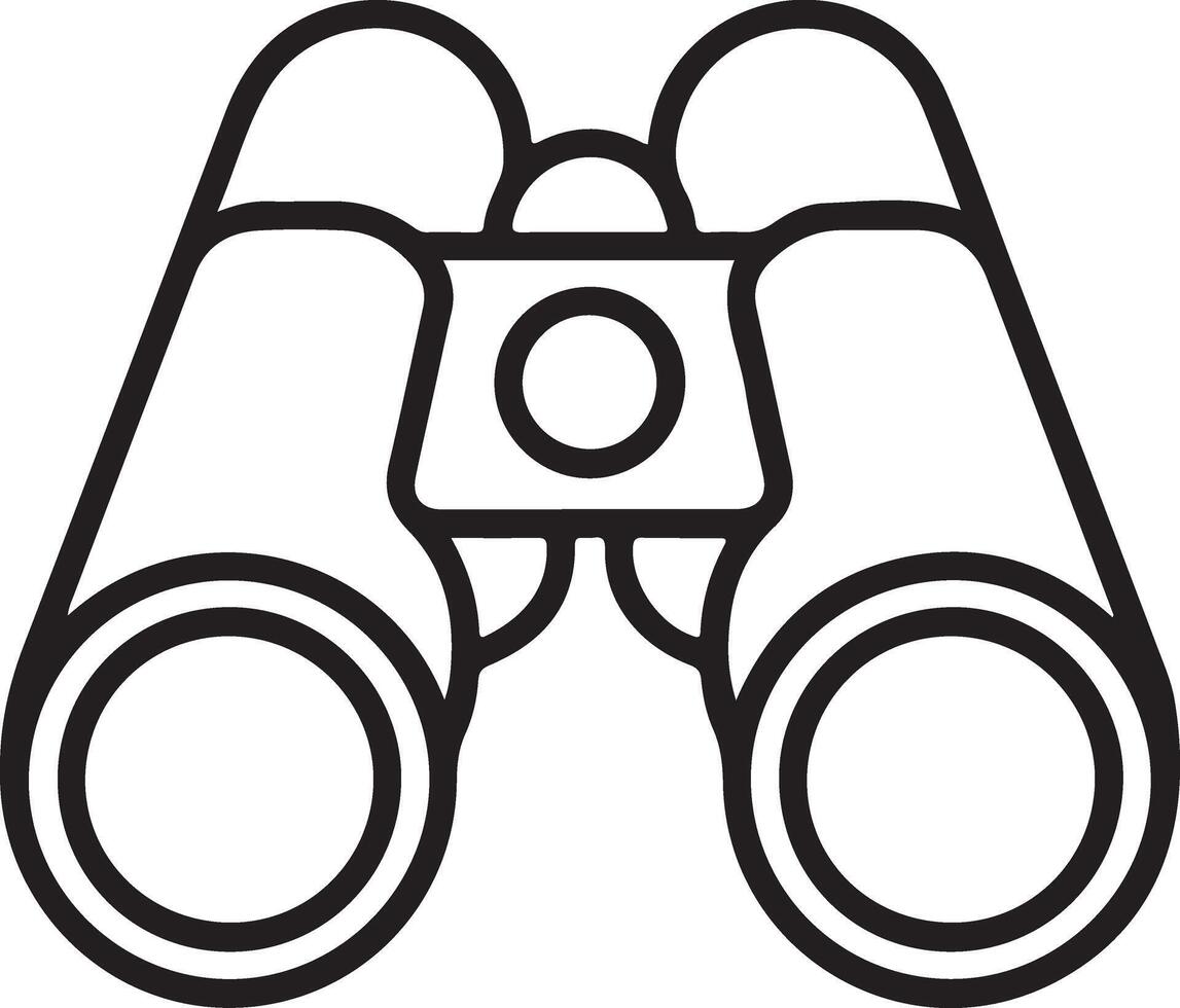 Simple outline icon of binoculars symbolizing observation and exploration vector