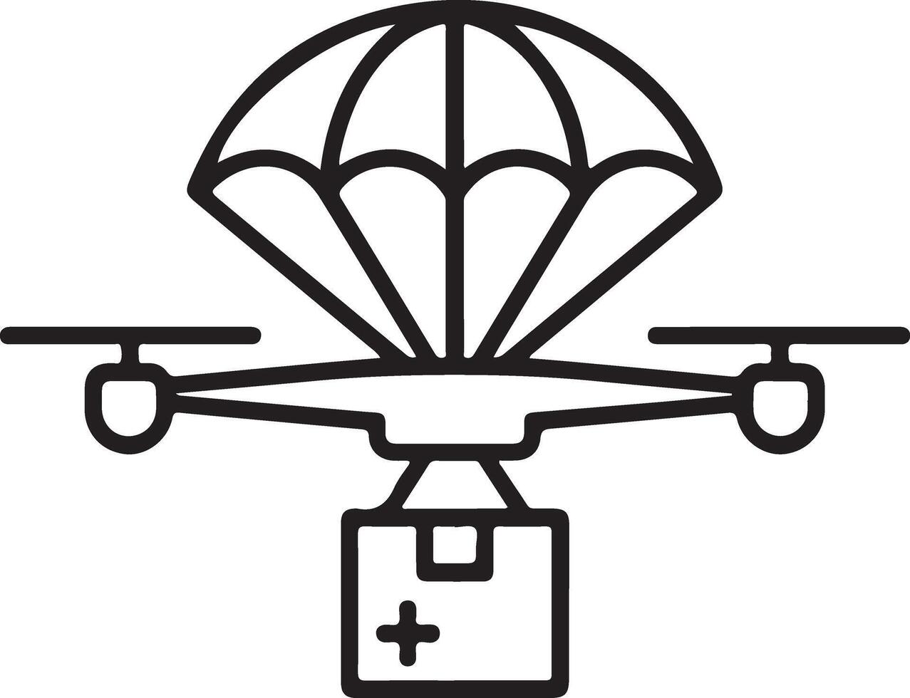 Modern drone delivery service with parachute dropping a package for fast shipping vector