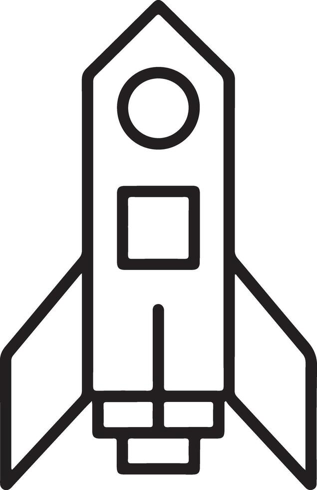 Simple line art icon of a retro style rocket ship ready for space exploration launch vector