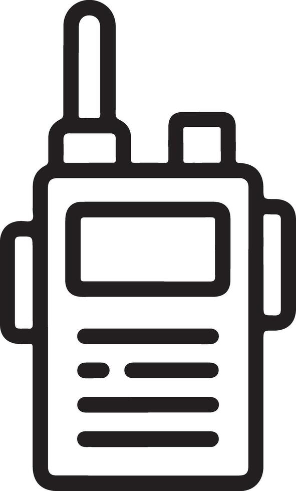 Simple line art icon of a portable two way radio communicator device vector