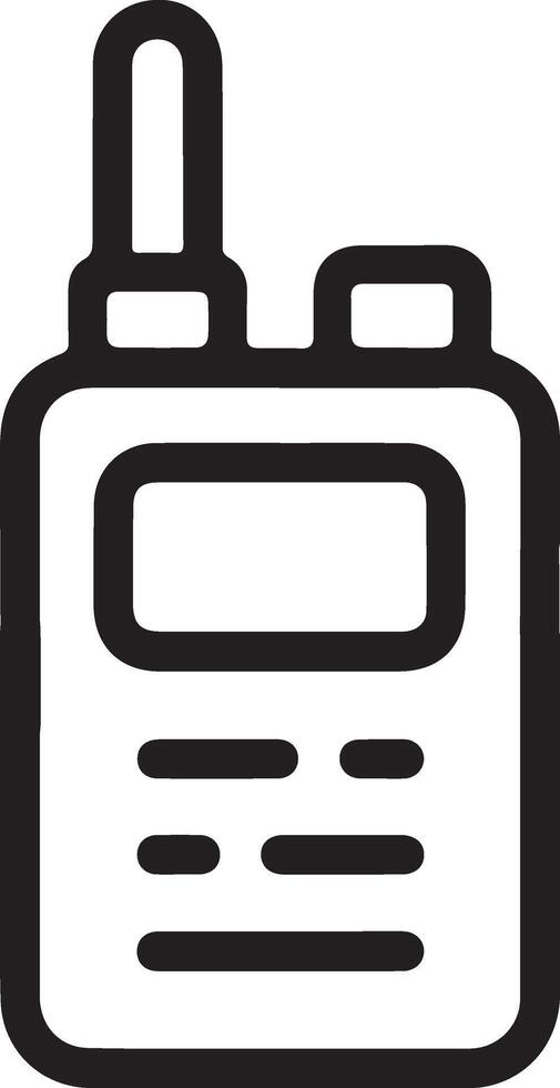 Simple outline icon of a portable two way radio communicator device vector