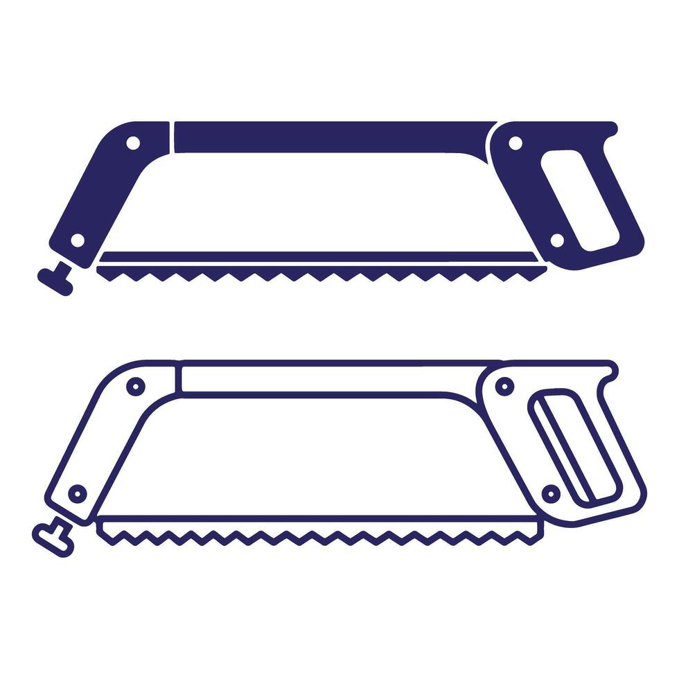 illustration of two hand saws displaying a solid and outlined design with a clean aesthetic vector