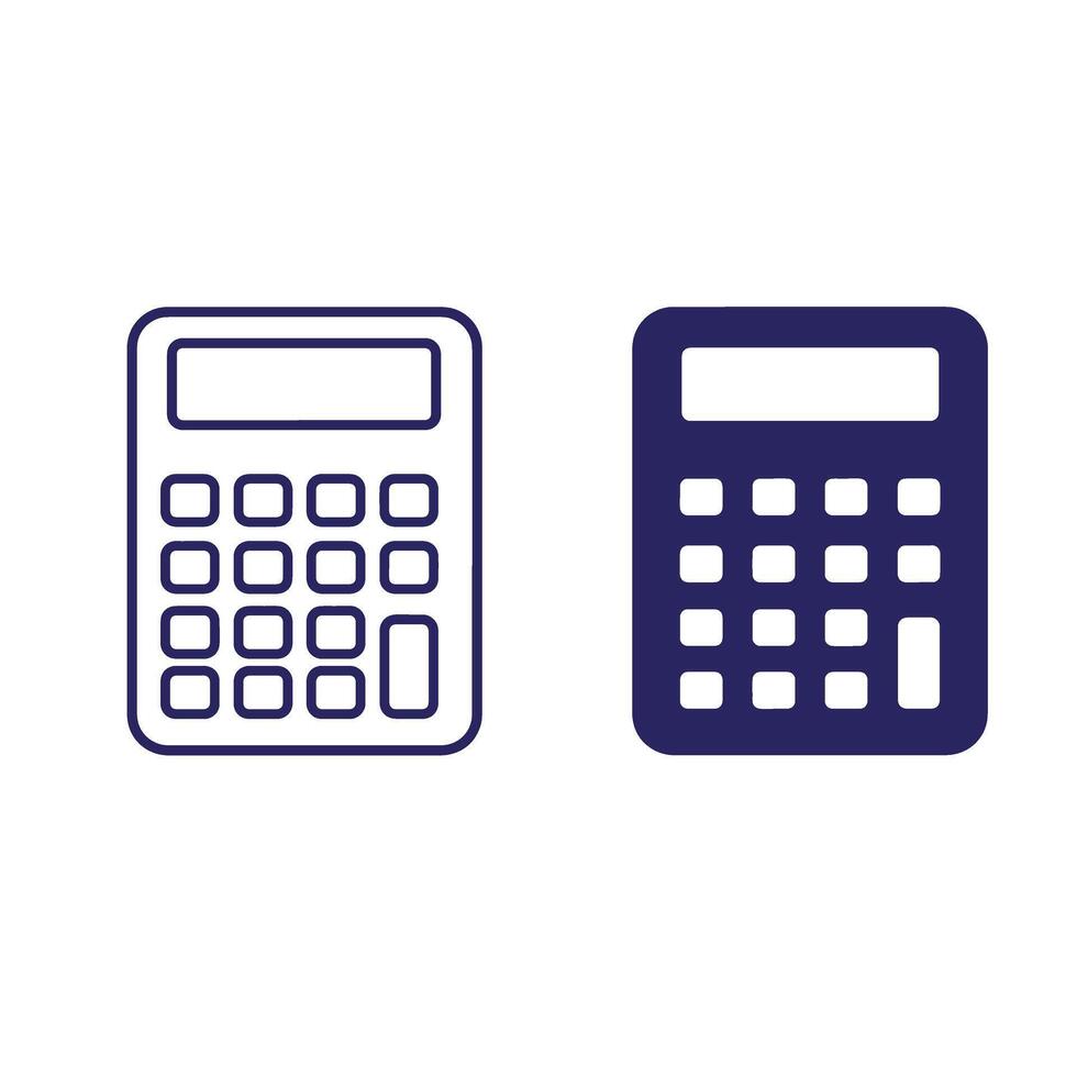 Two simple illustrations of a calculator in contrasting styles and color variations vector