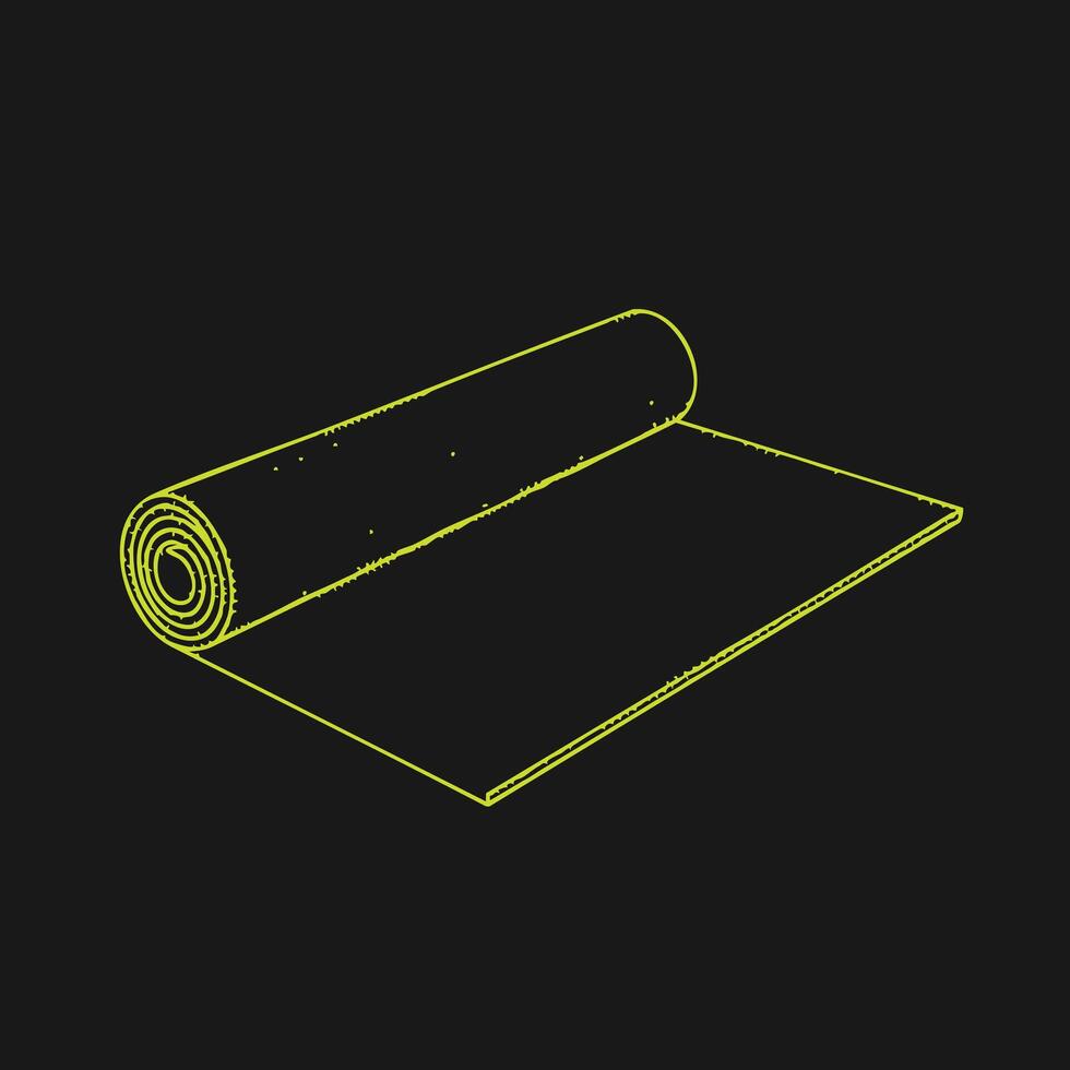 Unrolled roll of fabric or material on a flat with a dark , showcasing texture and structure for industrial or creative use vector