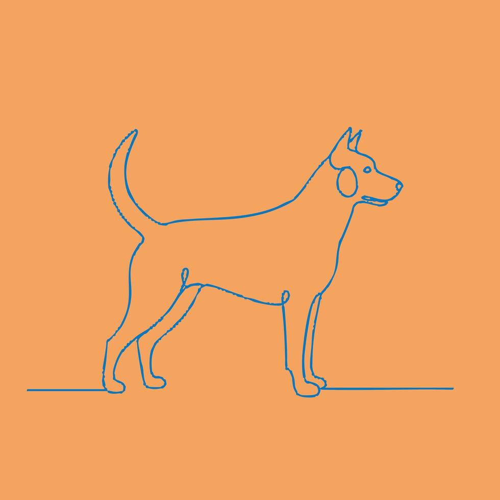Minimalist line drawing of a dog with a playful stance on a solid emphasizing simplicity and elegance vector