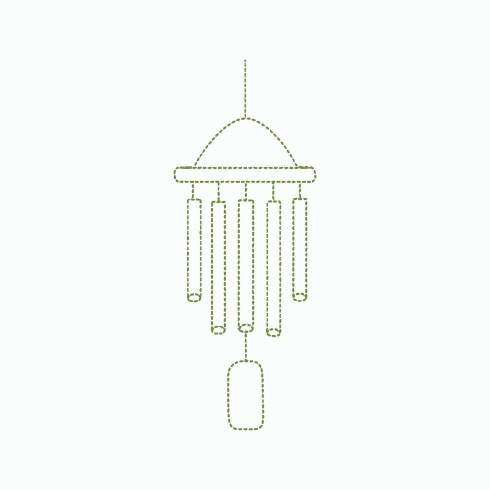 Minimalist Line Drawing of a Dreamcatcher with Hanging Feathers and Beads in Soft Green Color vector