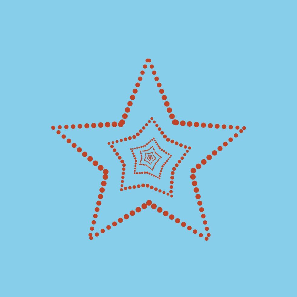 Decorative star pattern created with concentric dotted lines on a light blue vector