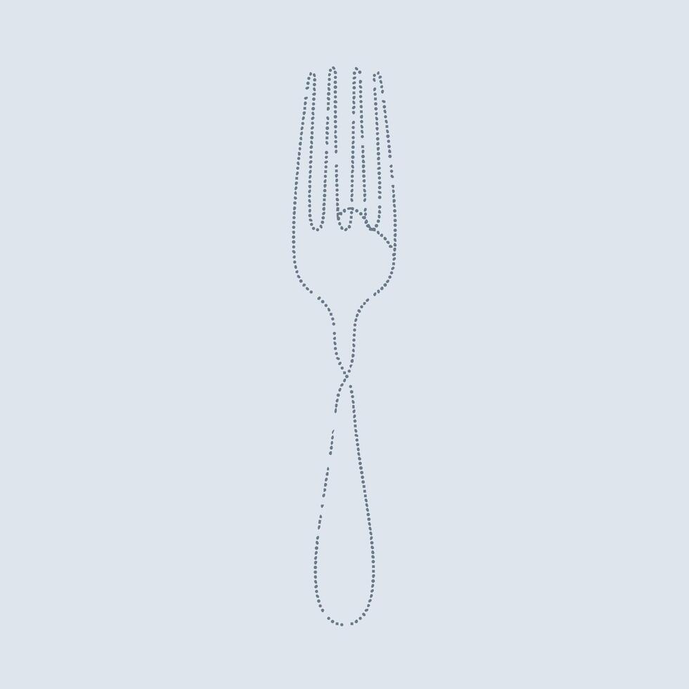 Minimalist outline of a fork with a dotted line style on a light emphasizing simplicity and elegance vector