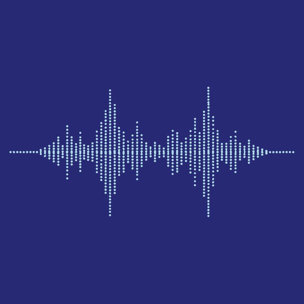 Abstract sound wave pattern on a dark blue representing audio signals and digital sound visualization vector