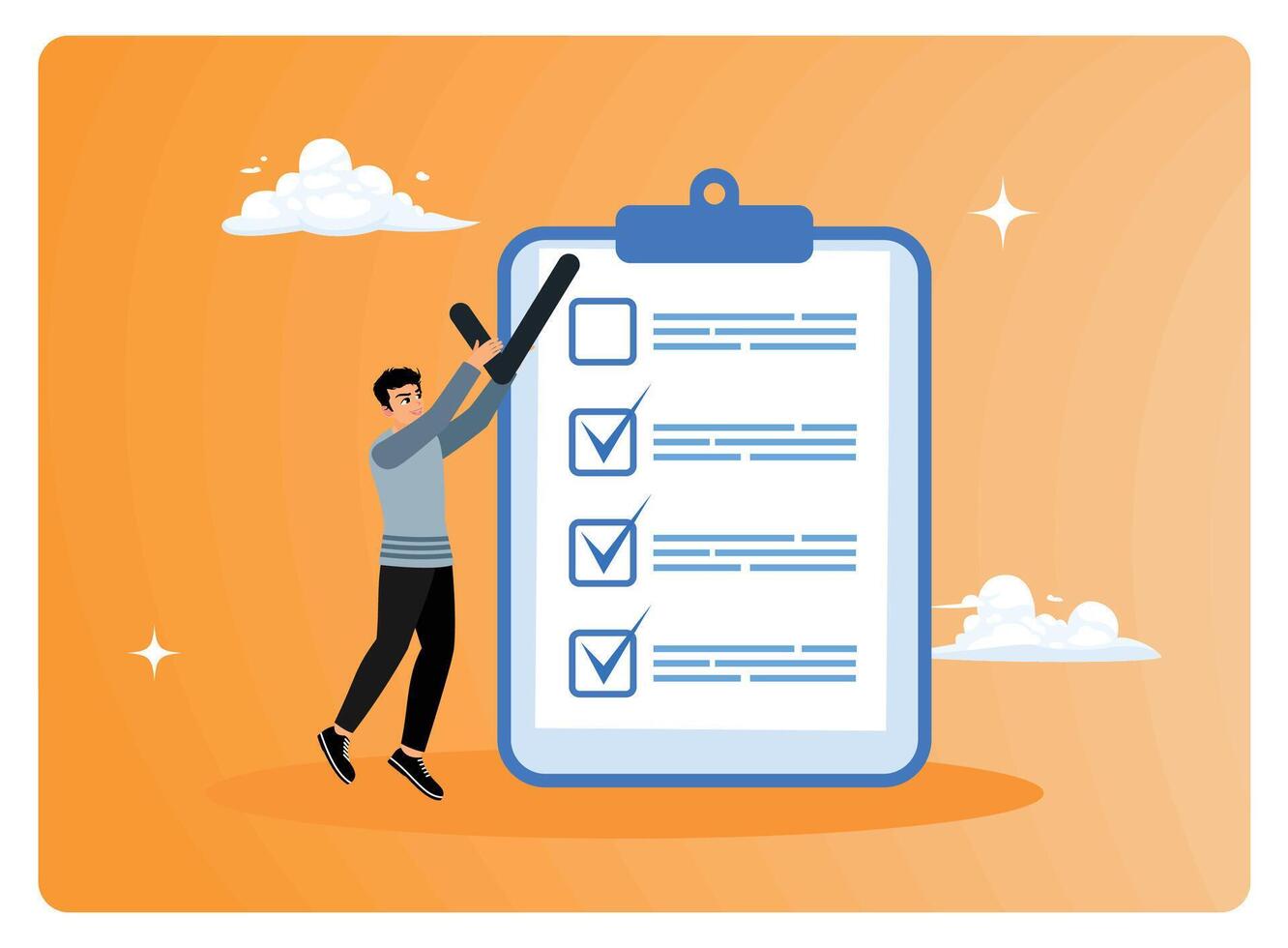 Person with clipboard checklist vector