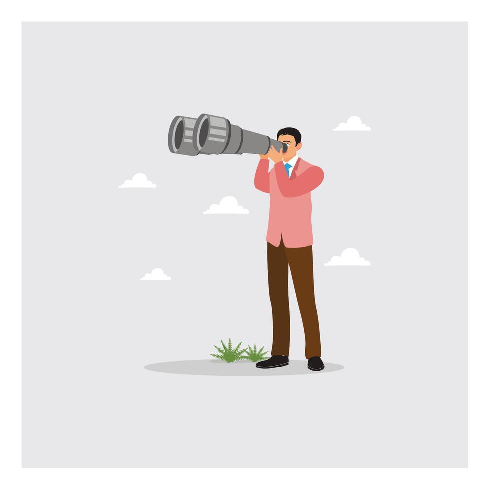 Man looking through binoculars vector