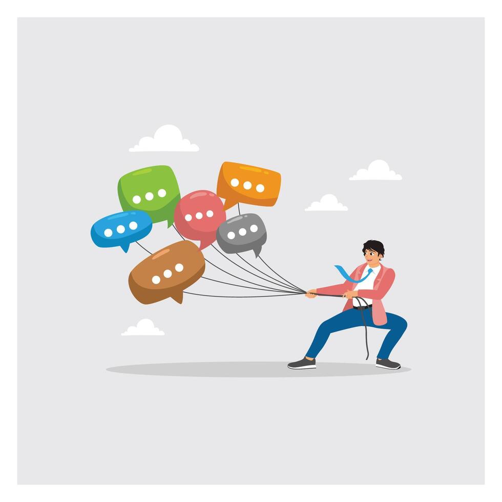 Man with speech bubble balloons vector