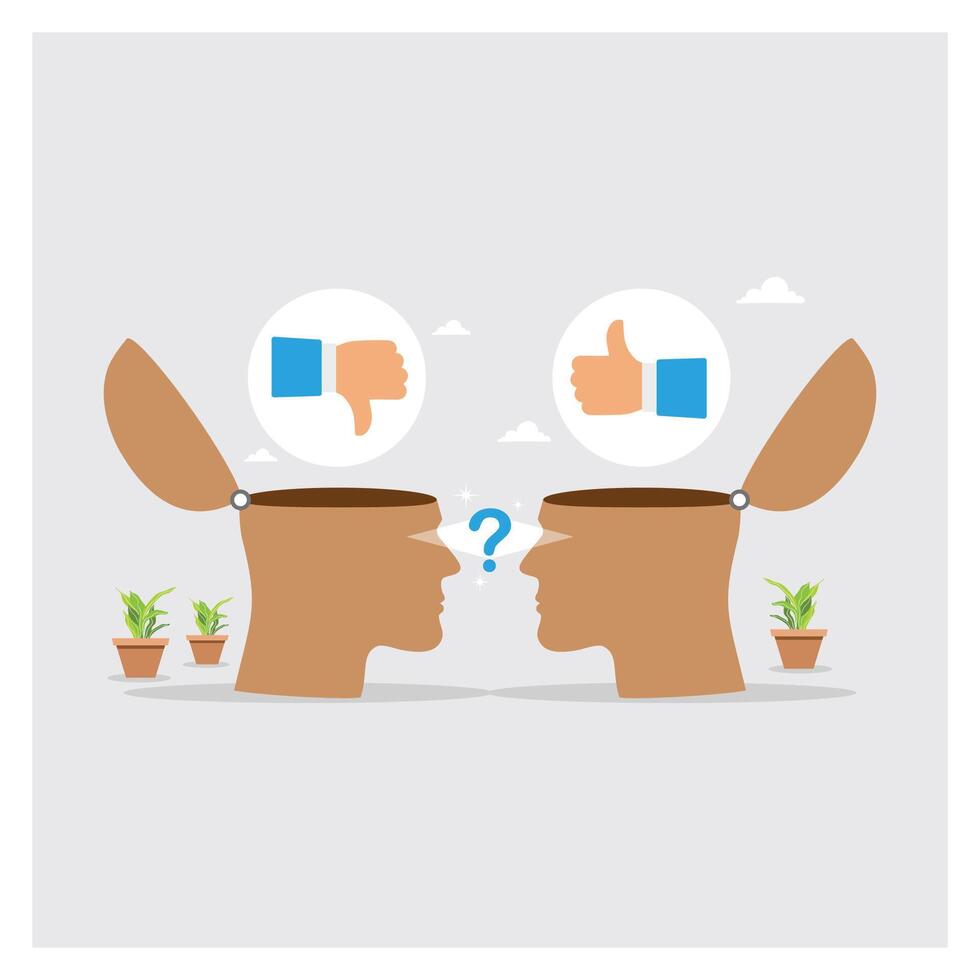 Heads with thumbs up and down icons vector