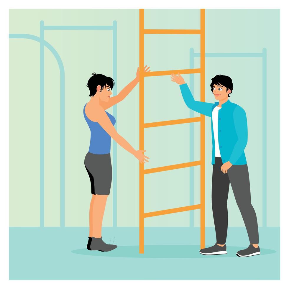 Two characters with a ladder vector