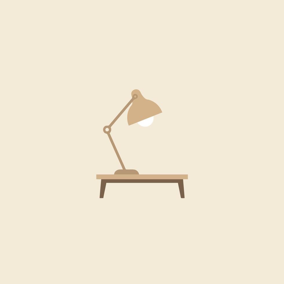 un lámpara en un mesa con un ligero en eso vector