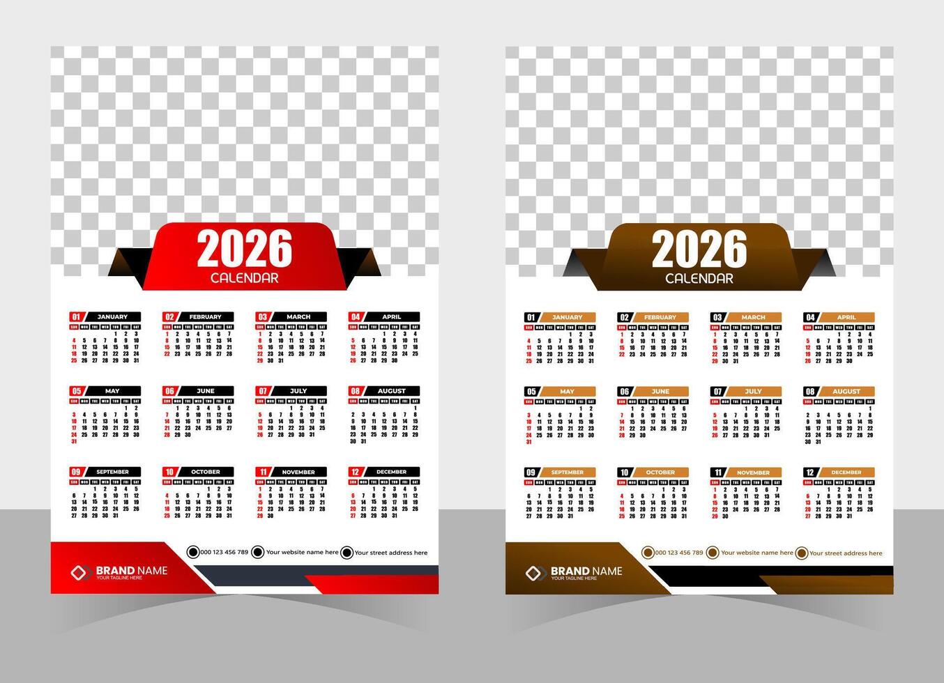 2026 Year Calendar Layout Design vector
