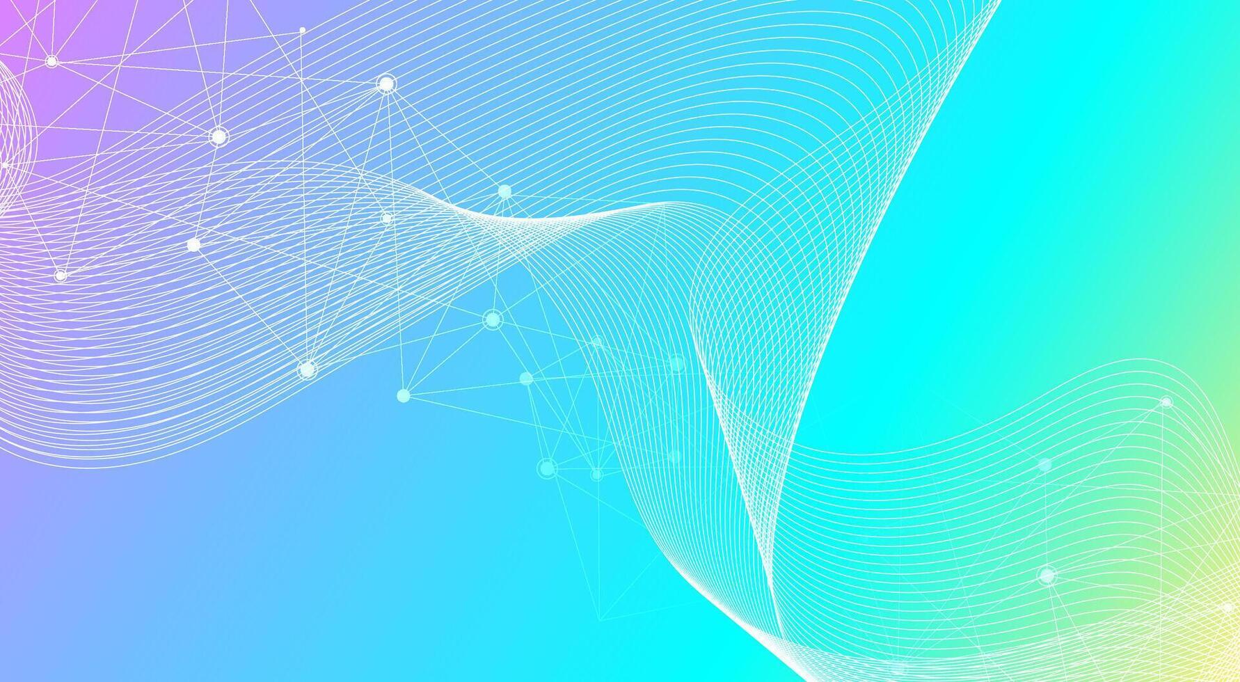Abstract Network Background with Interconnected Nodes and Wavy Lines on Gradient vector