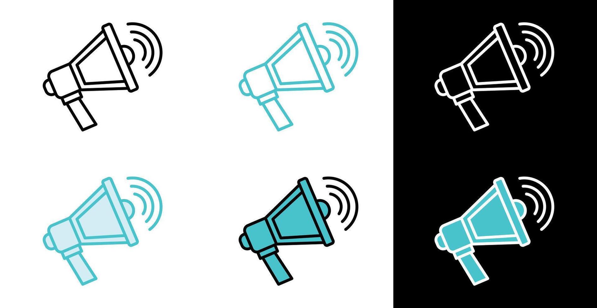 Loudspeaker megaphone device icon for marketing announcement and public relations in line and fill style vector