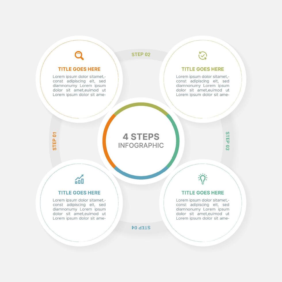 Modern Circular Cycle Round Infographic Design Template with 4 Data Points vector