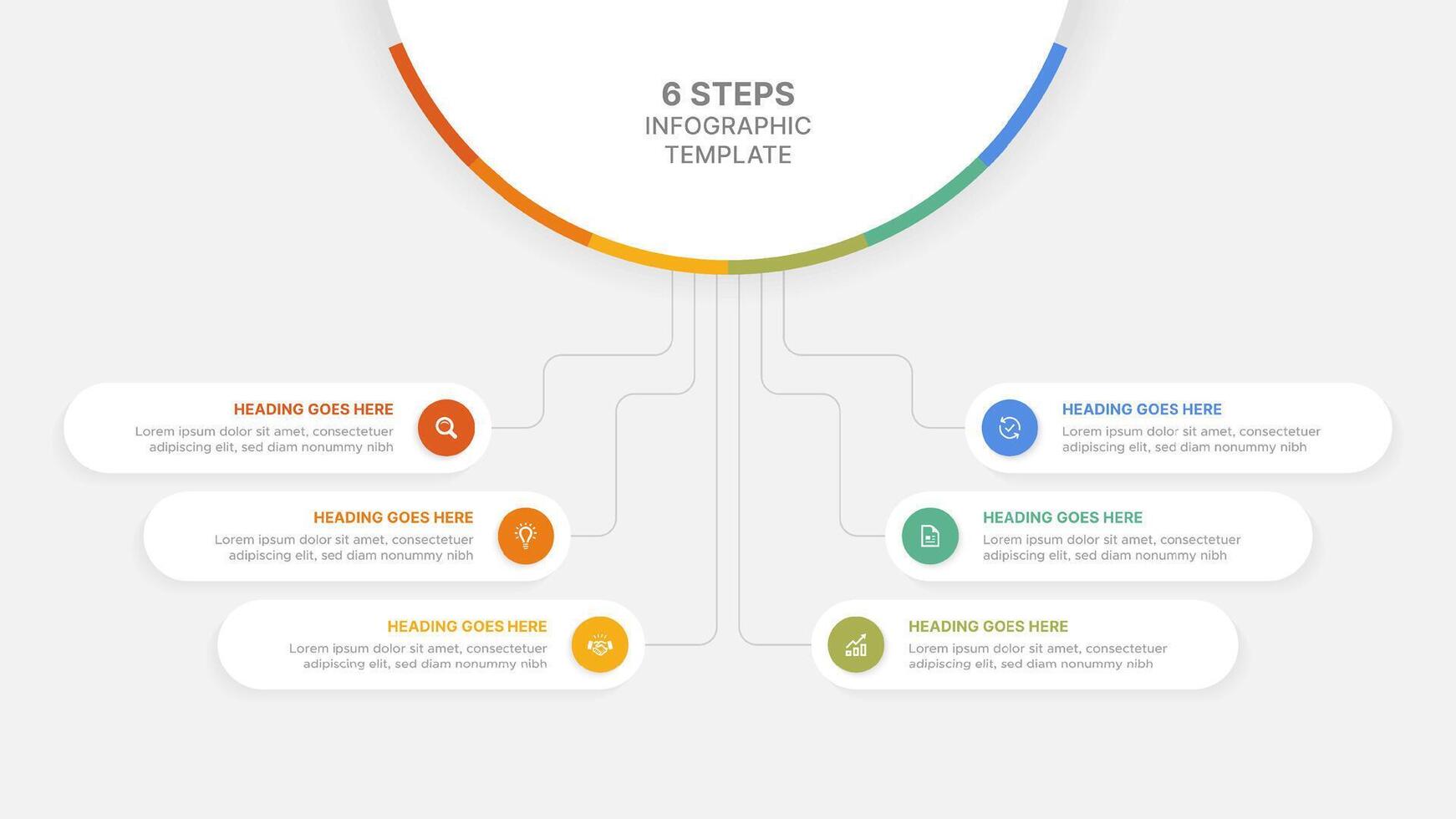 Modern Circular Infographic Design Template with 6 Data Points vector