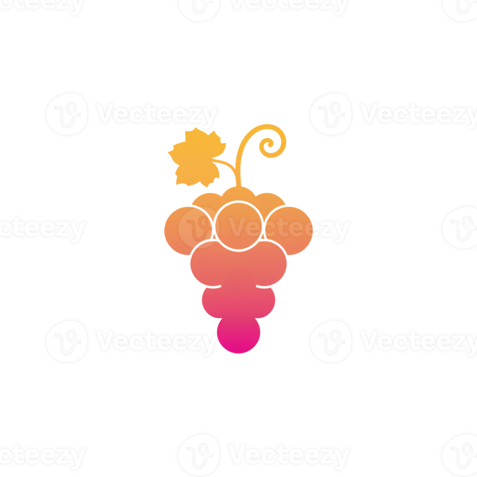 Stylized Grape Cluster with Gradual Color Transition on an Isolated Setting with Transparency png