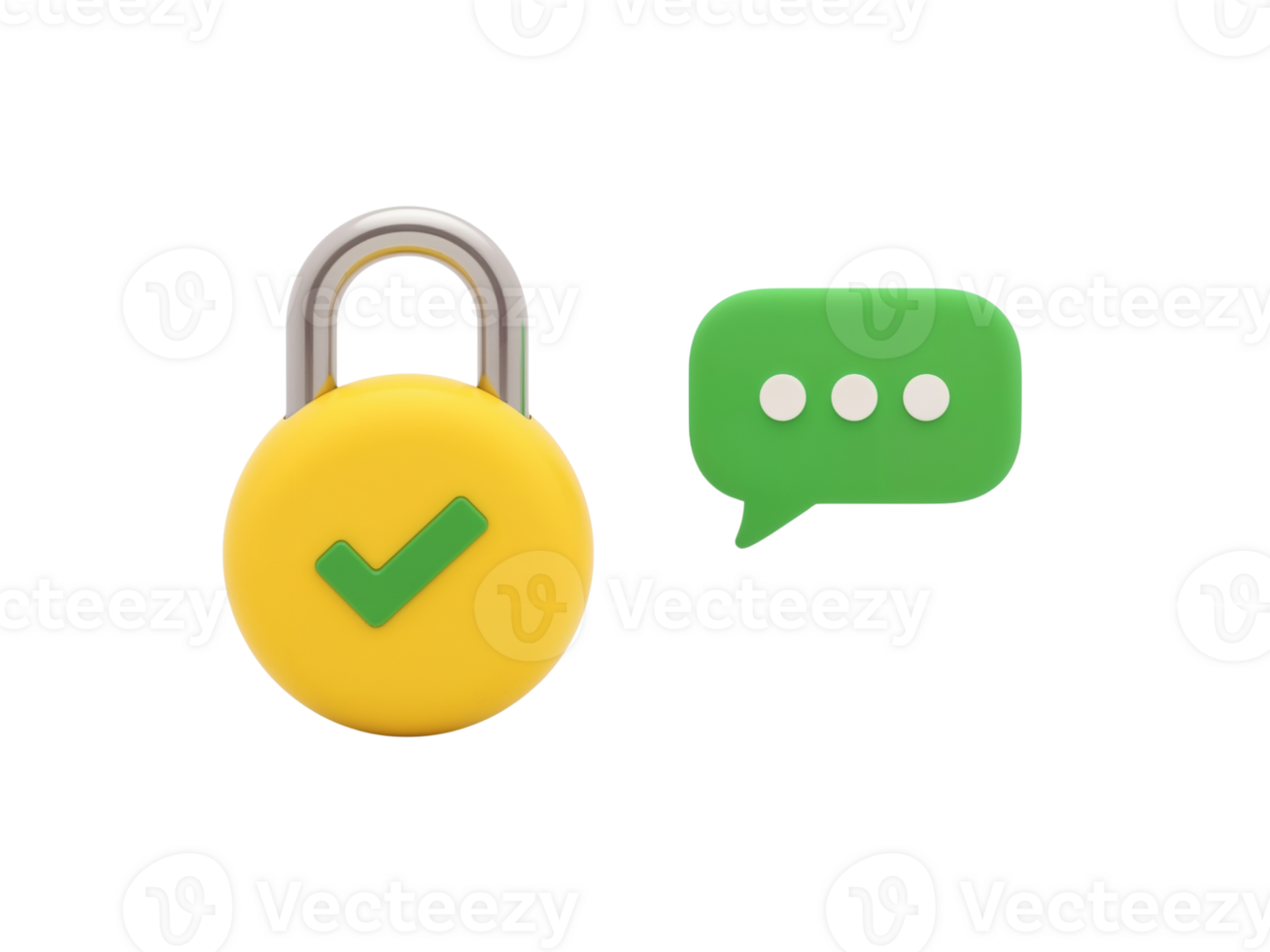 Encrypted communication visualization featuring a secure padlock alongside a message icon png