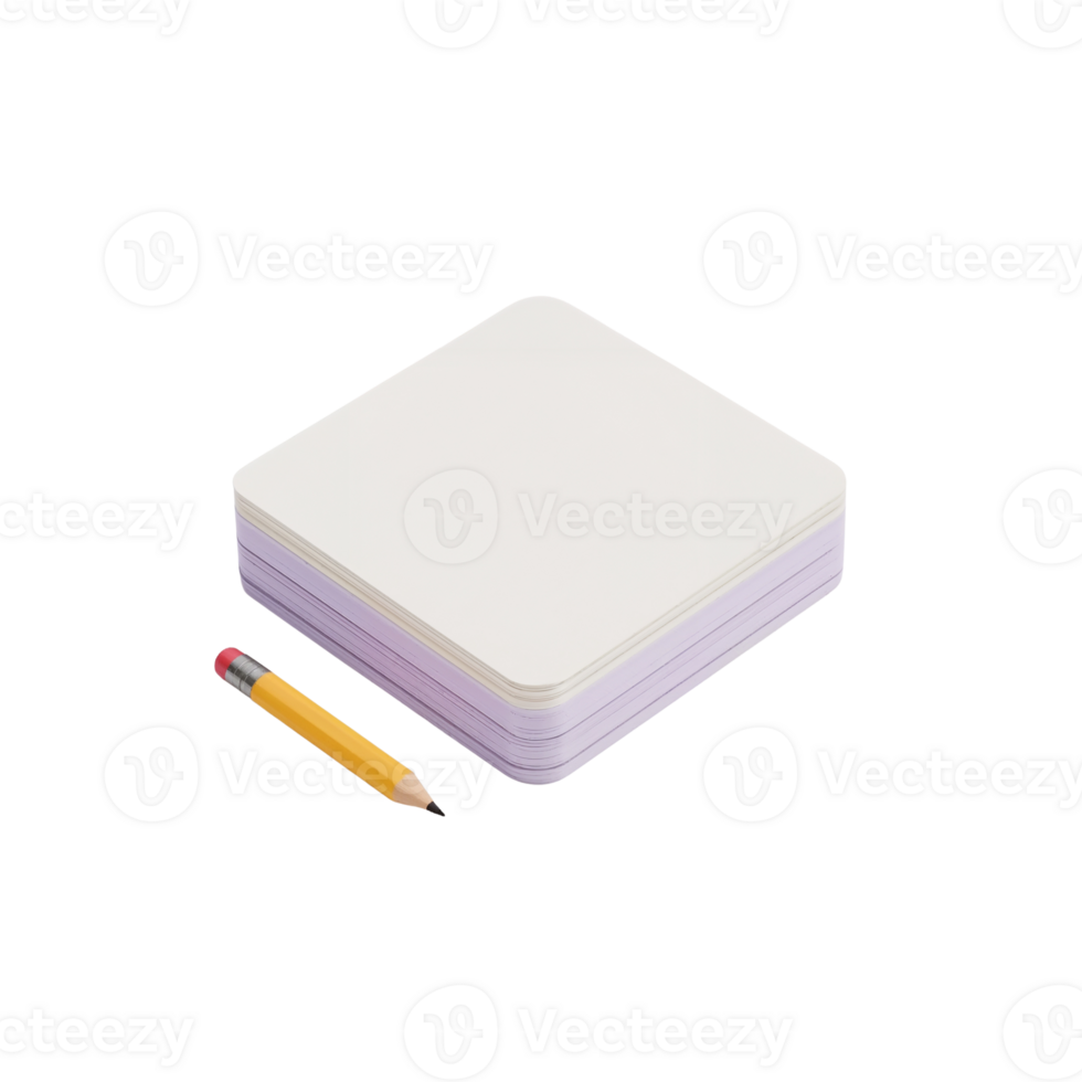 Stack of White Square Paper Sheets with Rounded Corners for Notes or Sketching png