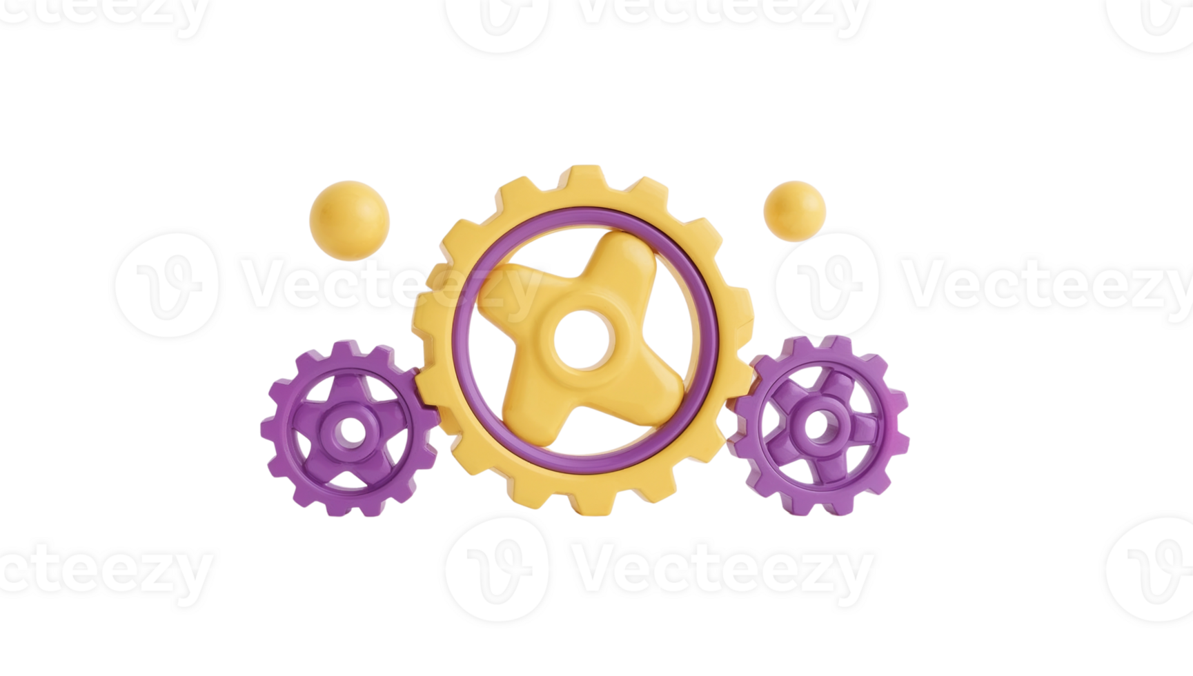Conceptual representation of teamwork and collaborative effort with vibrant gears on a transparent png
