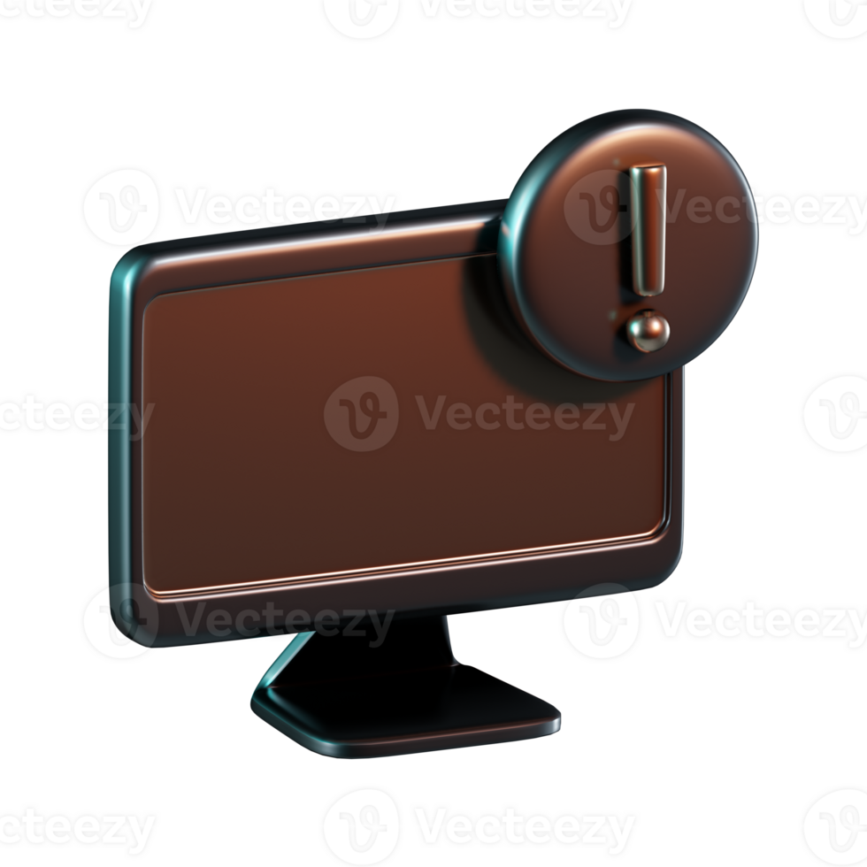 Computer Display Important Message Notification 3D Icon png