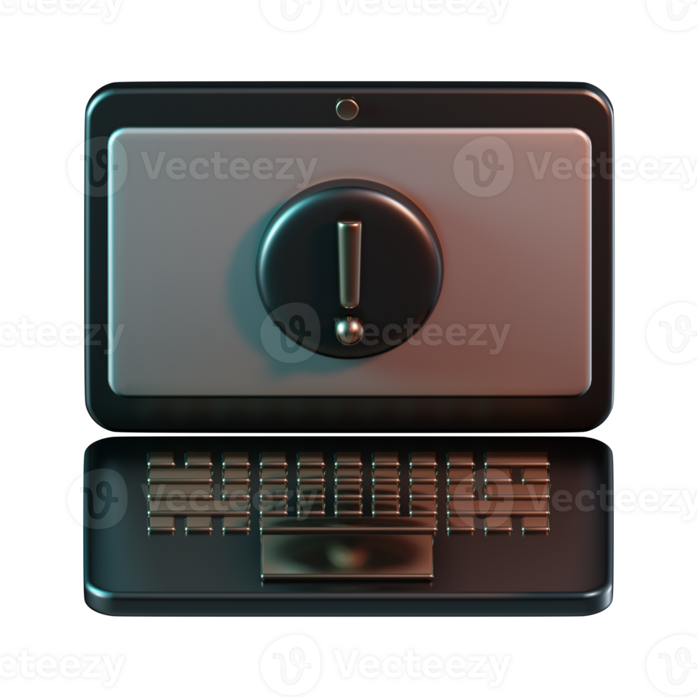 portatile computer sistema errore esclamazione 3d icona png