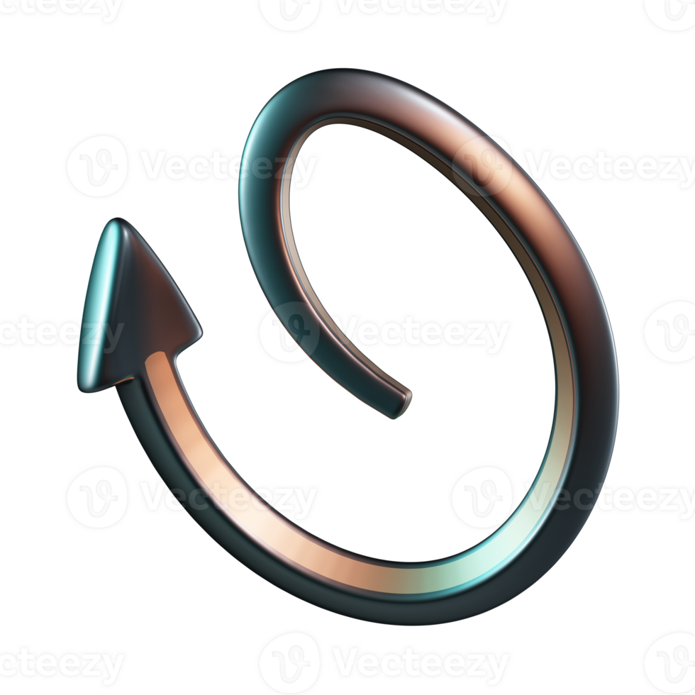Elliptical Loop Arrow Pointing Down Left 3D Icon png