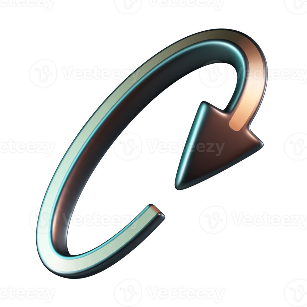 Clockwise Diagonal Recurrence Loop Arrow Down 3D Icon png